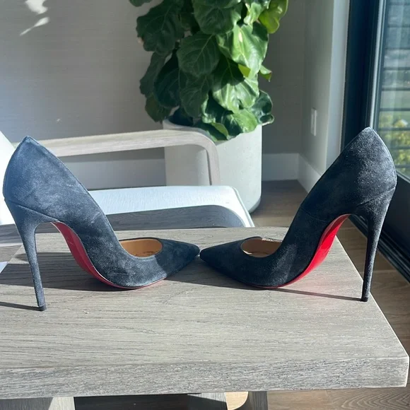 Christian Louboutin, So Kate, dark gray suede leather stiletto